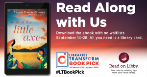 Graphic reading: Read along with us | Download the ebook with no waitlists September 14-28. All you need is a library card