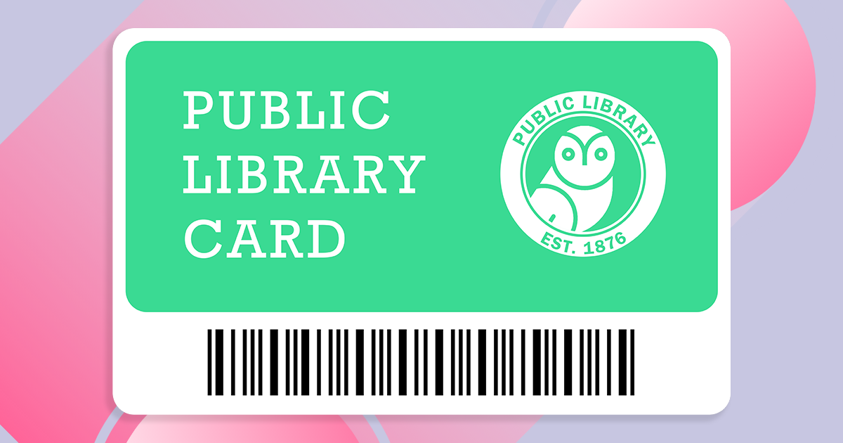 Illustration of a public library card