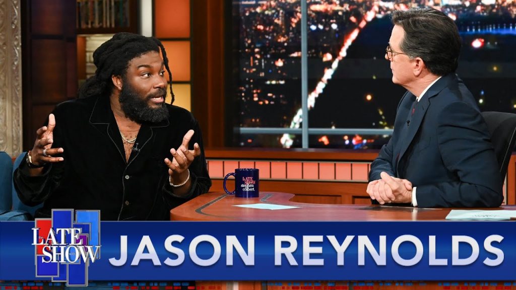Screensot of Jason Renolds on Late Night with Steven Colbert