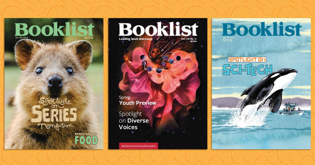Covers of recent issues of Booklist Magazine