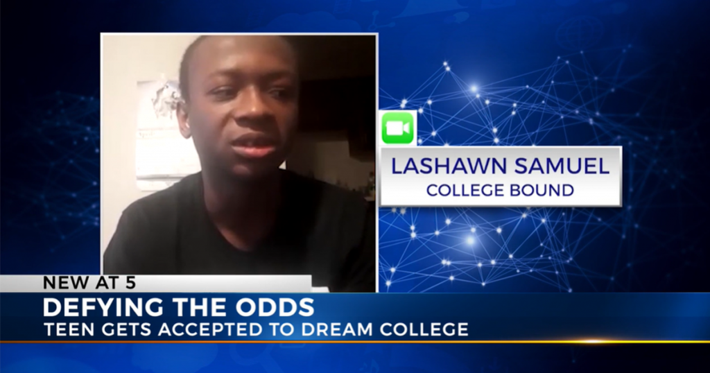 Screenshot of news broadcast featuring Ohio teen Lashawn Samuel
