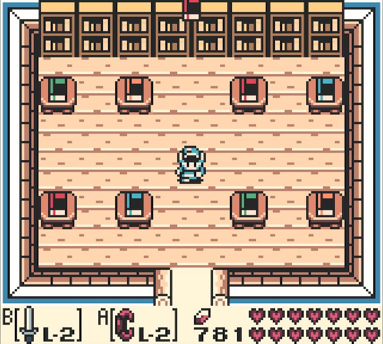 Link inside the Village Library in The Legend of Zelda: Link’s Awakening. Screenshot by Chase Ollis / Nintendo.