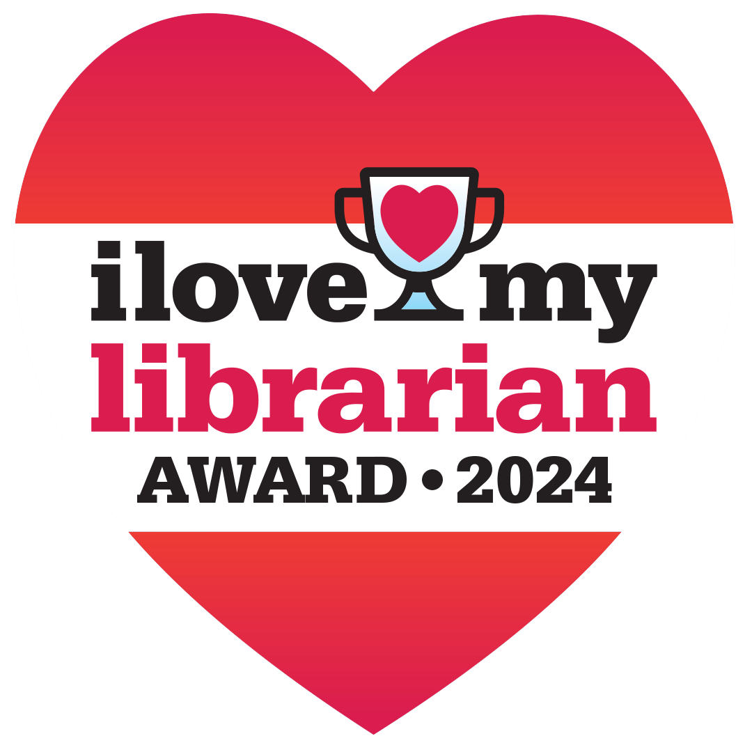 I Love My Librarian Award 2024 logo with heart