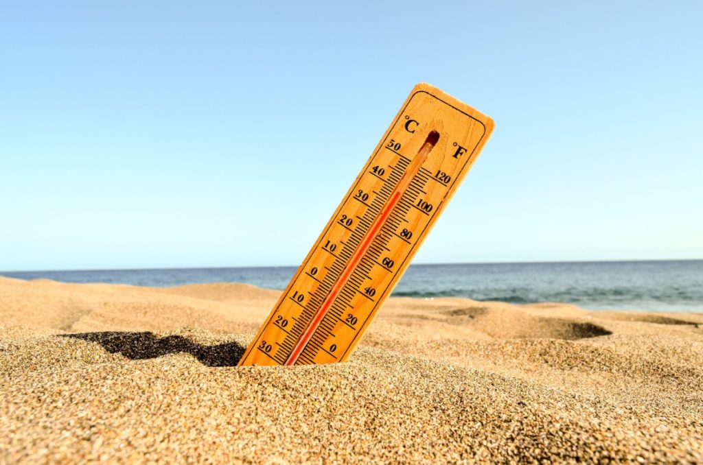thermometer on beach