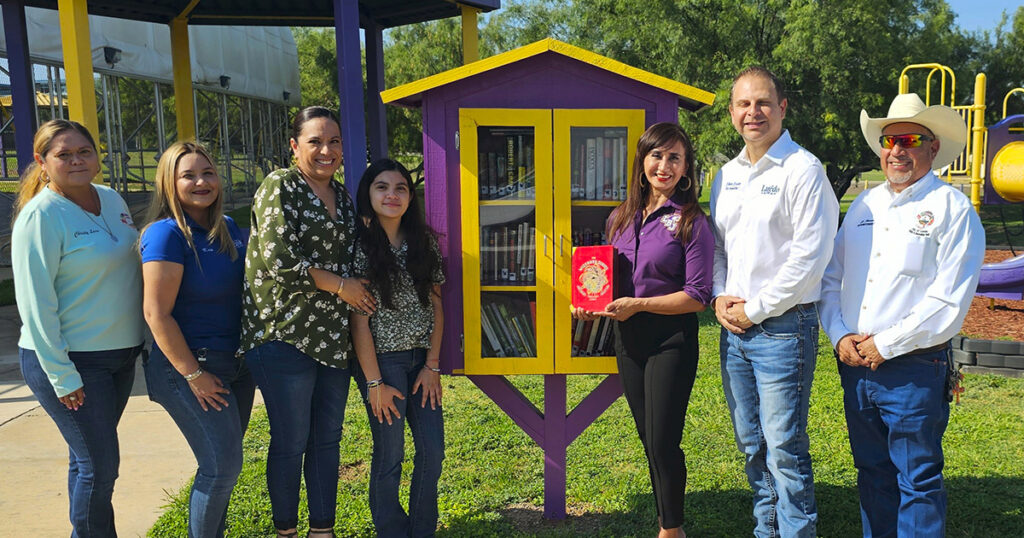 Library media specialist Analine Johnson spearheaded the effort to establish a "Lil Library Box" in the park behind the Johnson High School 9th Grade Campus.