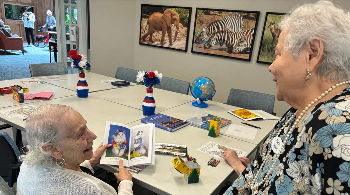 Patron using memory kit at Mark Twain Library in Connecticut