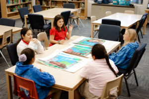 Students at Hawthorne Elementary School brainstorm ideas for the Growing Readers, Growing Leaders program. Courtesy of Hawthorne Elementary School.