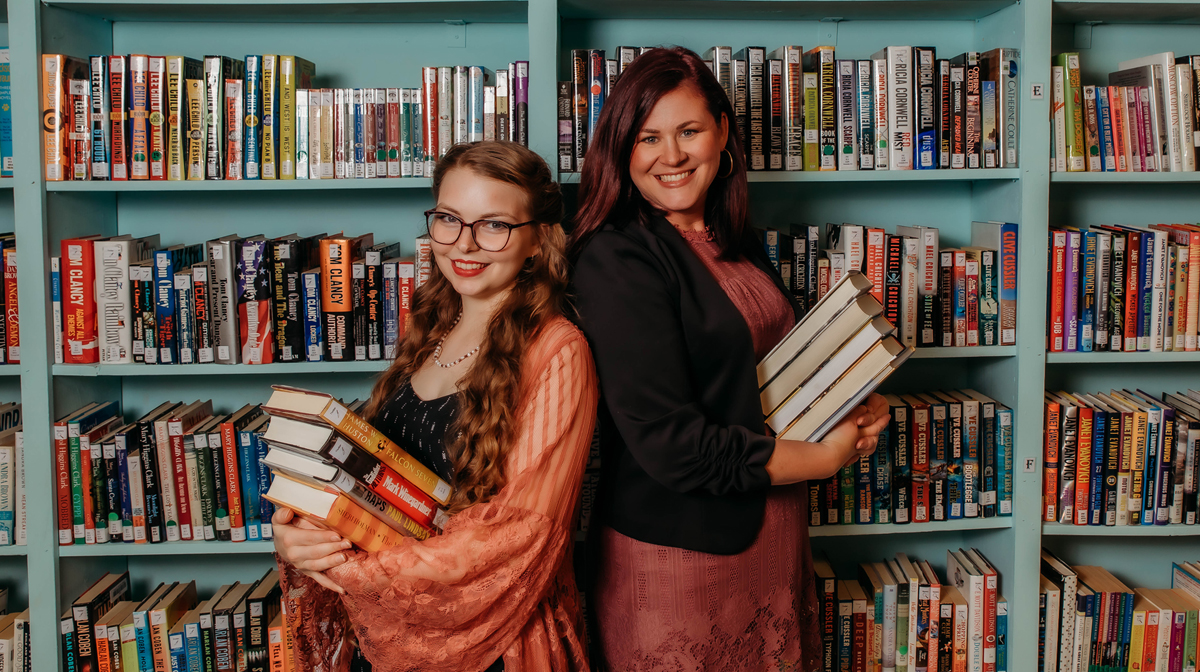 Lacey Rollins and Lizzie Dufresne, staff at Jessie E. McCully Memorial Library. Photograph courtesy of Sierra Jones and the Jessie E. McCully Memorial Library.