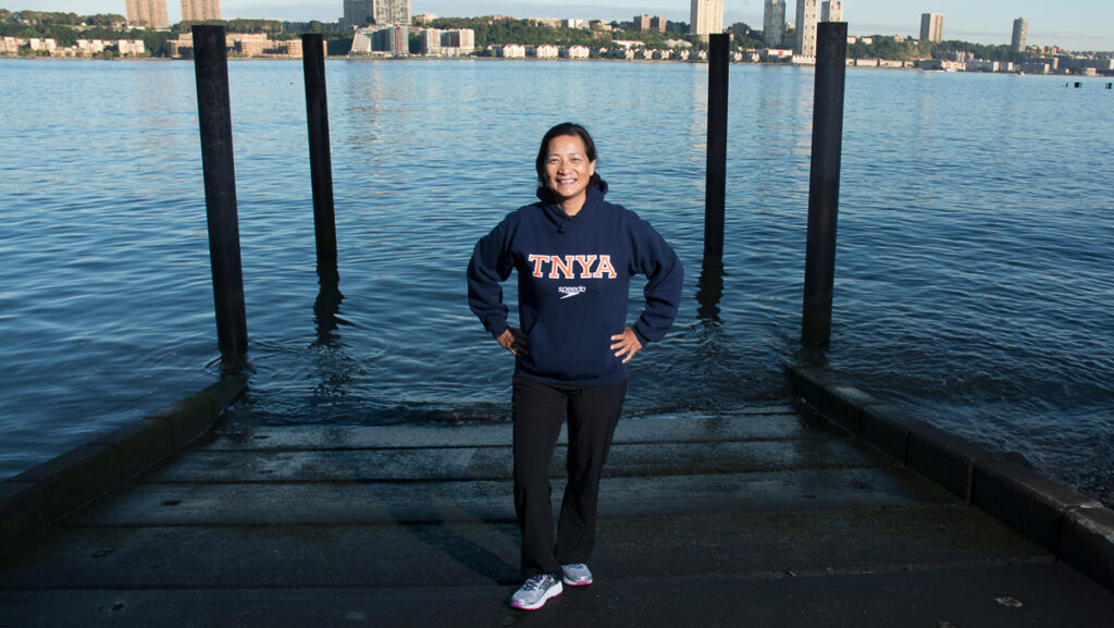 Miriam Tuliao on a dock
