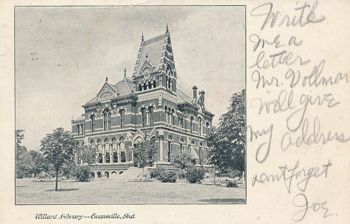 A vintage postcard of Willard Library