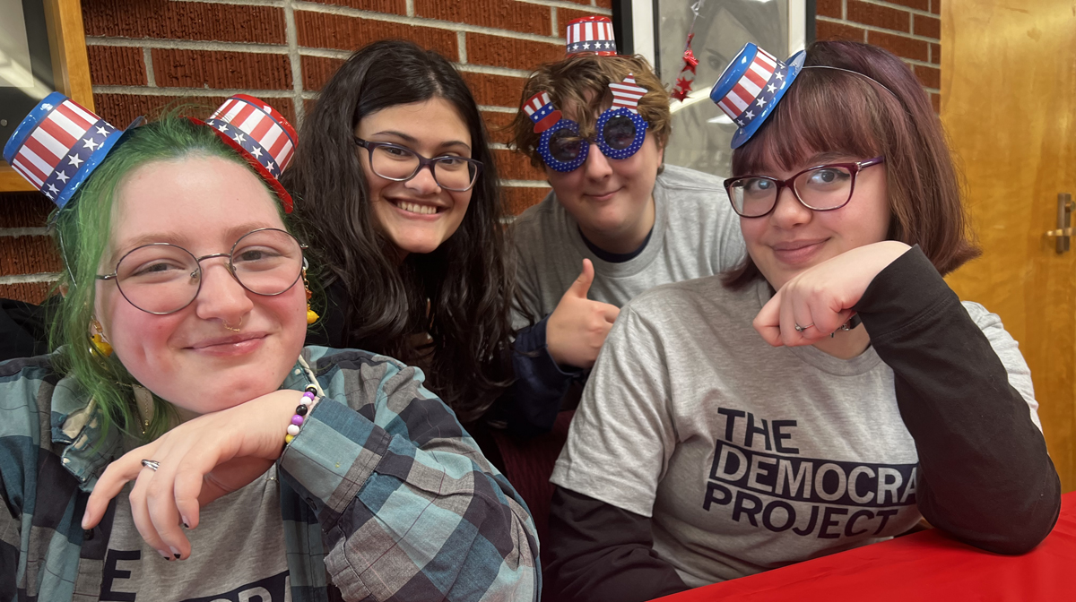 Members of the Columbia Falls (Mont.) High School Democracy Project club