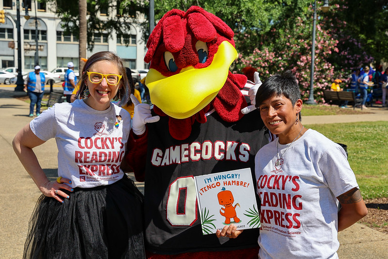 Photo of Valerie Byrd Fort with Cocky, the University of South Carolina mascot