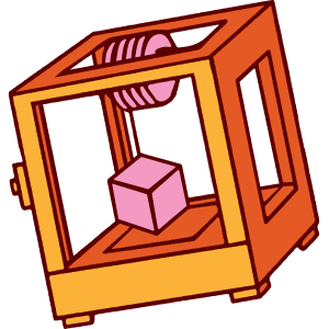 Illustration of a 3D printer